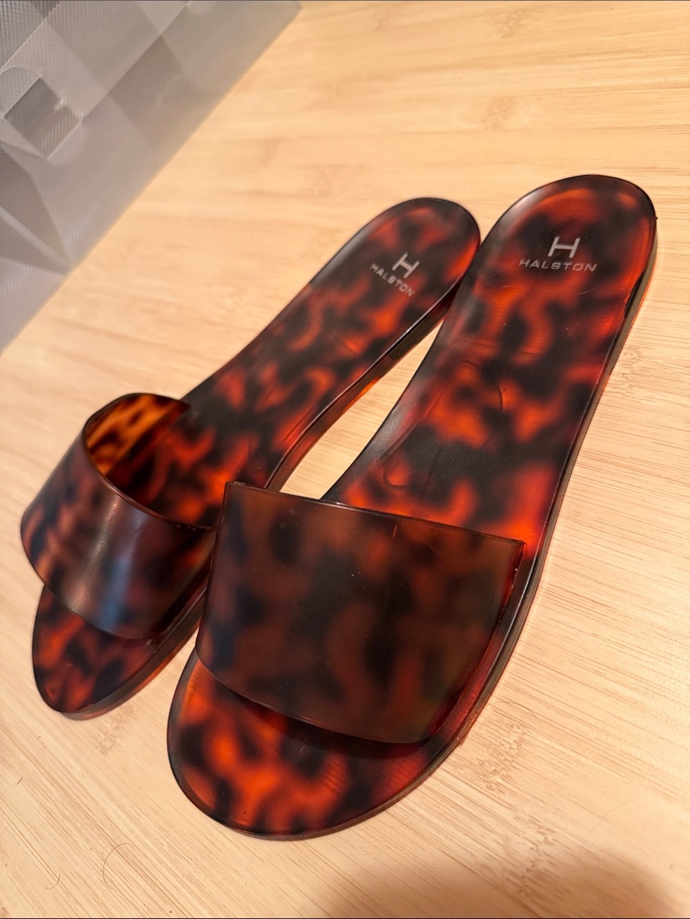 Halston Heritage Tortoiseshell Slide Sandals - Brown and Amber